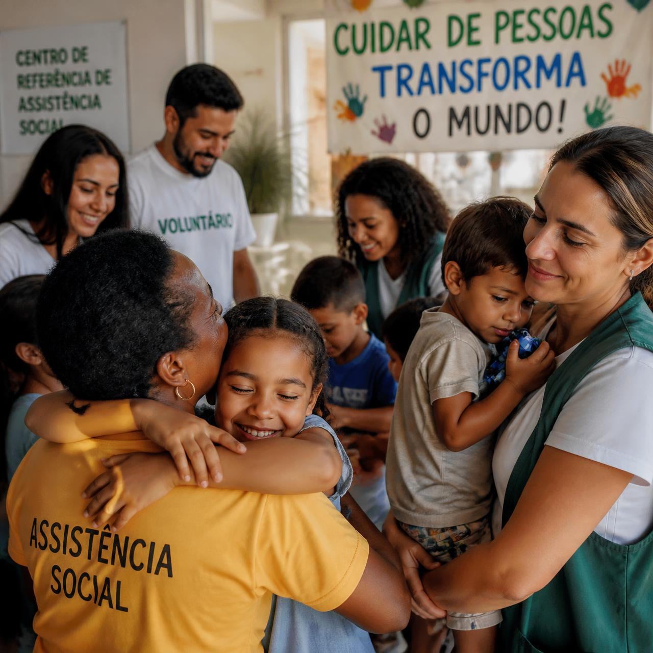 Voluntários do CERVI acolhendo crianças e famílias